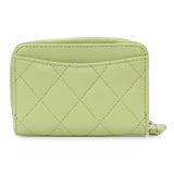 Chanel Green Quilted Lambskin Zip Coin Purse