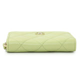 Chanel Green Quilted Lambskin Zip Coin Purse