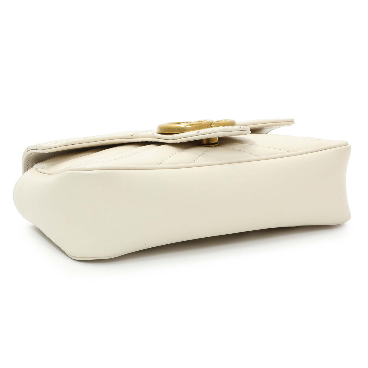 Gucci White Calfskin Matelasse Super Mini GG Marmont Shoulder Bag Handbags Gucci