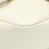 Gucci White Calfskin Matelasse Super Mini GG Marmont Shoulder Bag Handbags Gucci