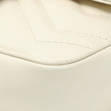 Gucci White Calfskin Matelasse Super Mini GG Marmont Shoulder Bag Handbags Gucci