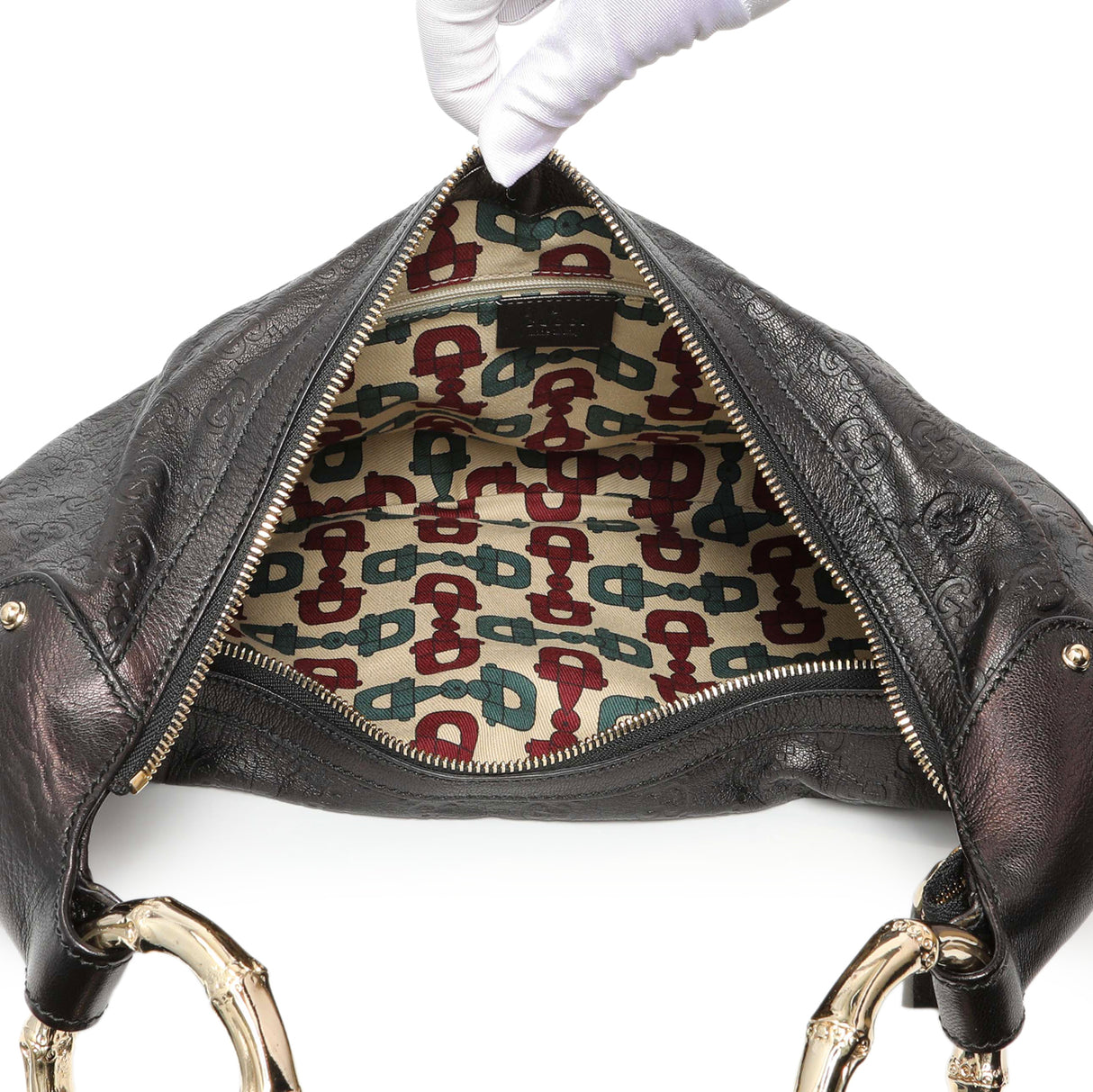 Gucci Guccissima Half Moon Bamboo Ring Hobo