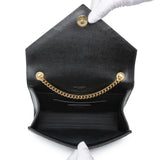 Saint Laurent Black Grain De Poudre Textured Mixed Matelasse Triquilt Small Monogram Satchel Handbags Saint Laurent