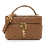 Saint Laurent Brown Lambskin Quilted Mini Gaby Vanity Handbags Saint Laurent
