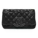 Chanel Black Irridescent Calfskin Crystal CC Mini Flap