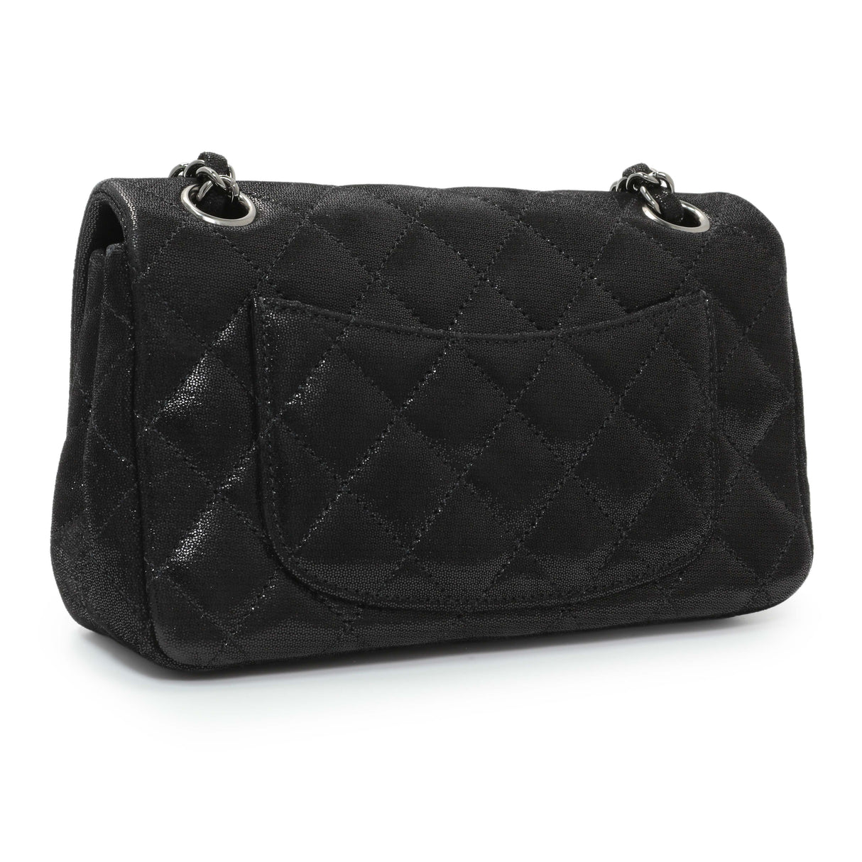 Chanel Black Irridescent Calfskin Crystal CC Mini Flap
