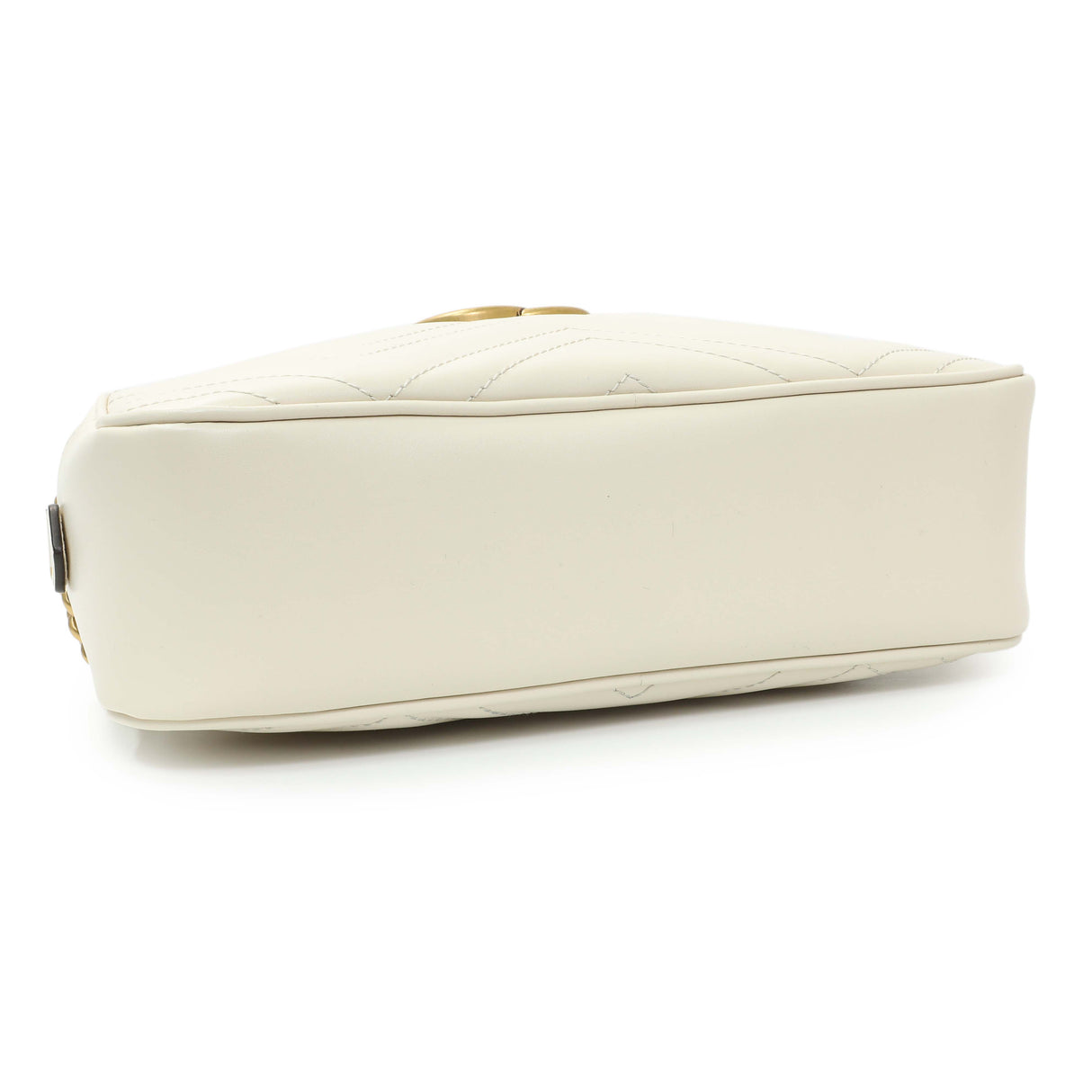 Gucci White Calfskin Matelasse Small GG Marmont Chain Shoulder Bag Handbags Gucci