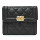 Chanel Black Caviar Quilted Compact Boy Wallet Accessories Chanel