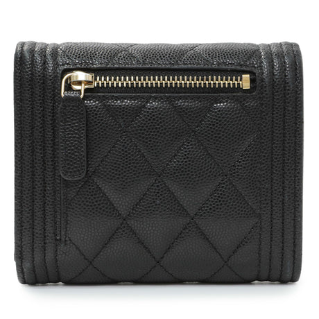 Chanel Black Caviar Quilted Compact Boy Wallet Accessories Chanel