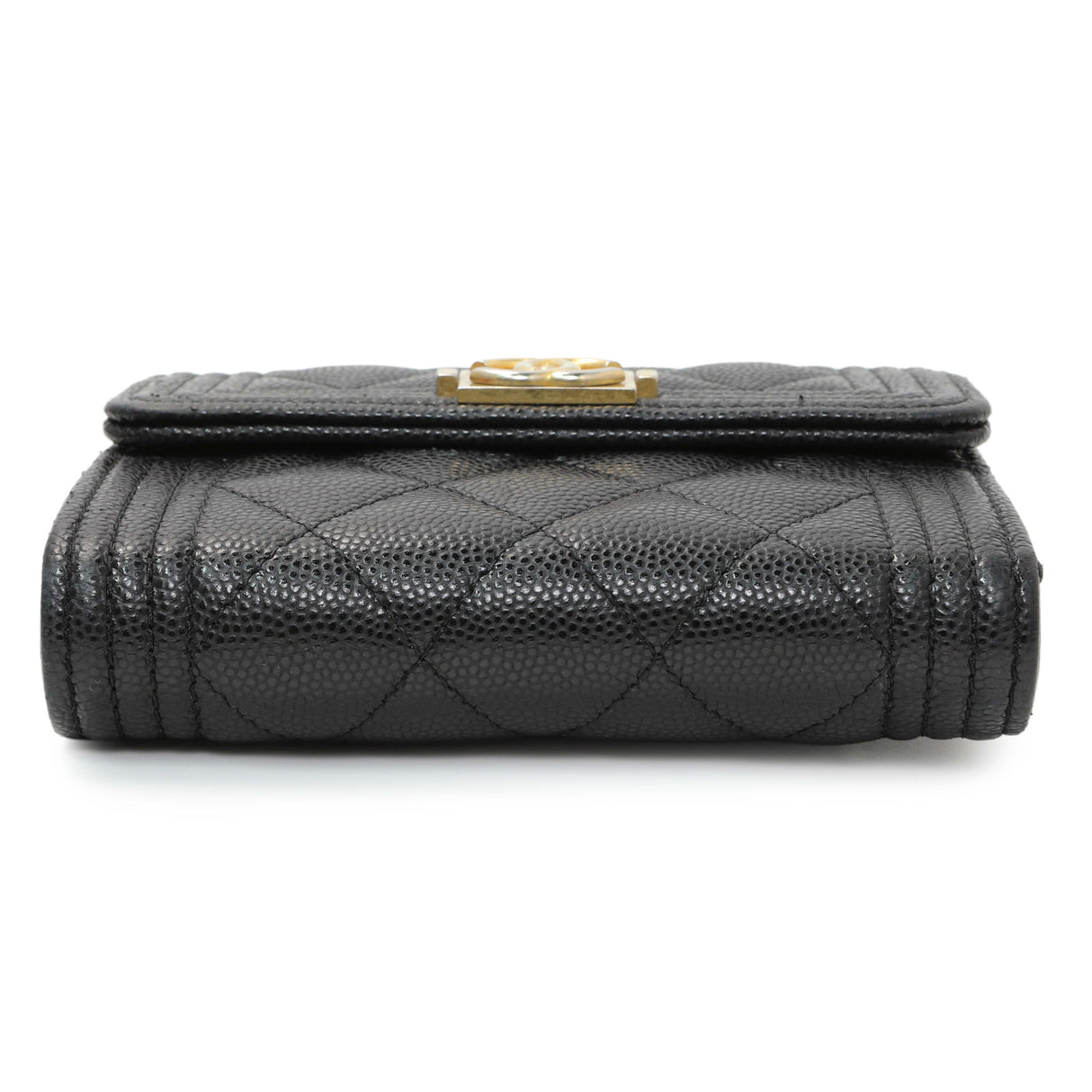Chanel Black Caviar Quilted Compact Boy Wallet Accessories Chanel