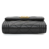 Chanel Black Caviar Quilted Compact Boy Wallet Accessories Chanel