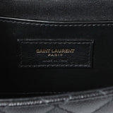 Saint Laurent Black Grain De Poudre Textured Mixed Matelasse Triquilt Small Monogram Satchel Handbags Saint Laurent