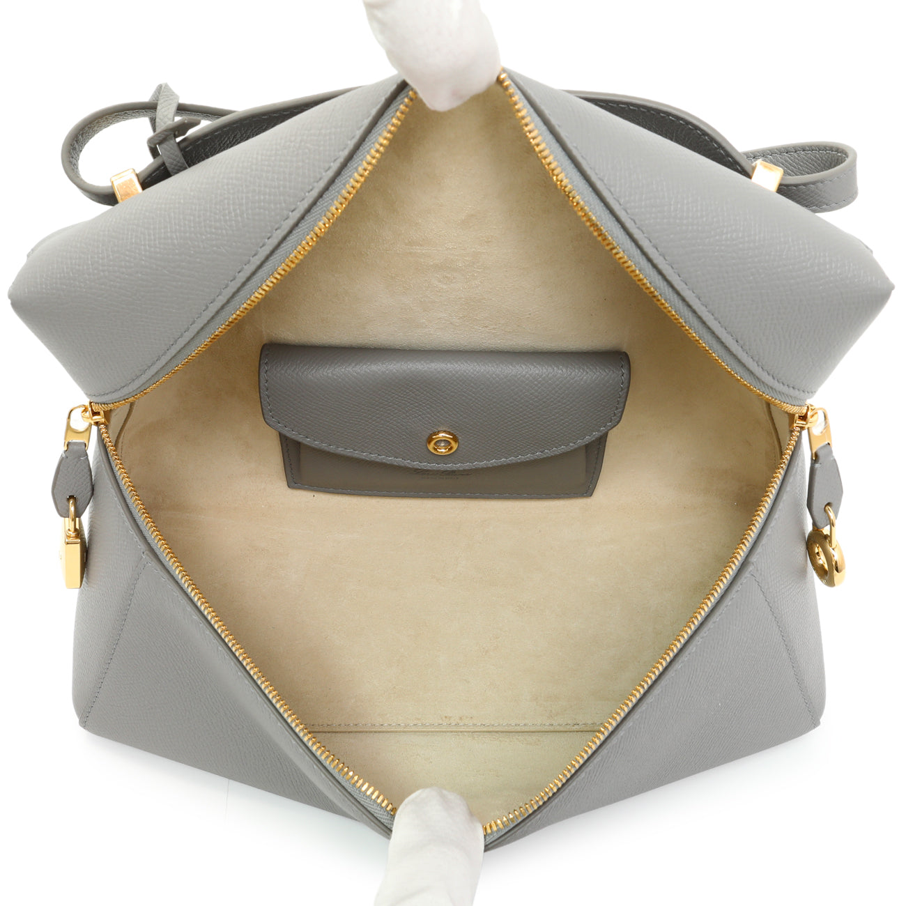 Loro Piana Grey Textured Calfskin Extra Bag L27 – Modaselle