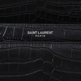 Saint Laurent Black Crocodile Embossed Calfskin Medium Monogram Sunset Handbags Saint Laurent