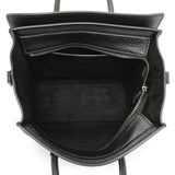 Celine Black Drummed Calfskin Nano Luggage Tote Handbags Celine