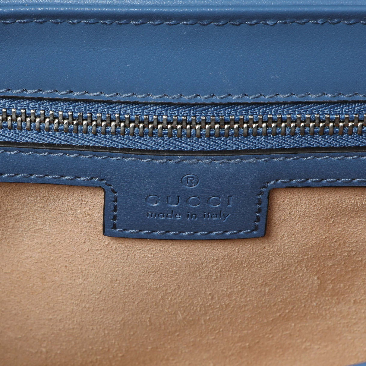 Gucci Blue Calfskin Matelasse Aria Small GG Marmont Shoulder Bag Handbags Gucci