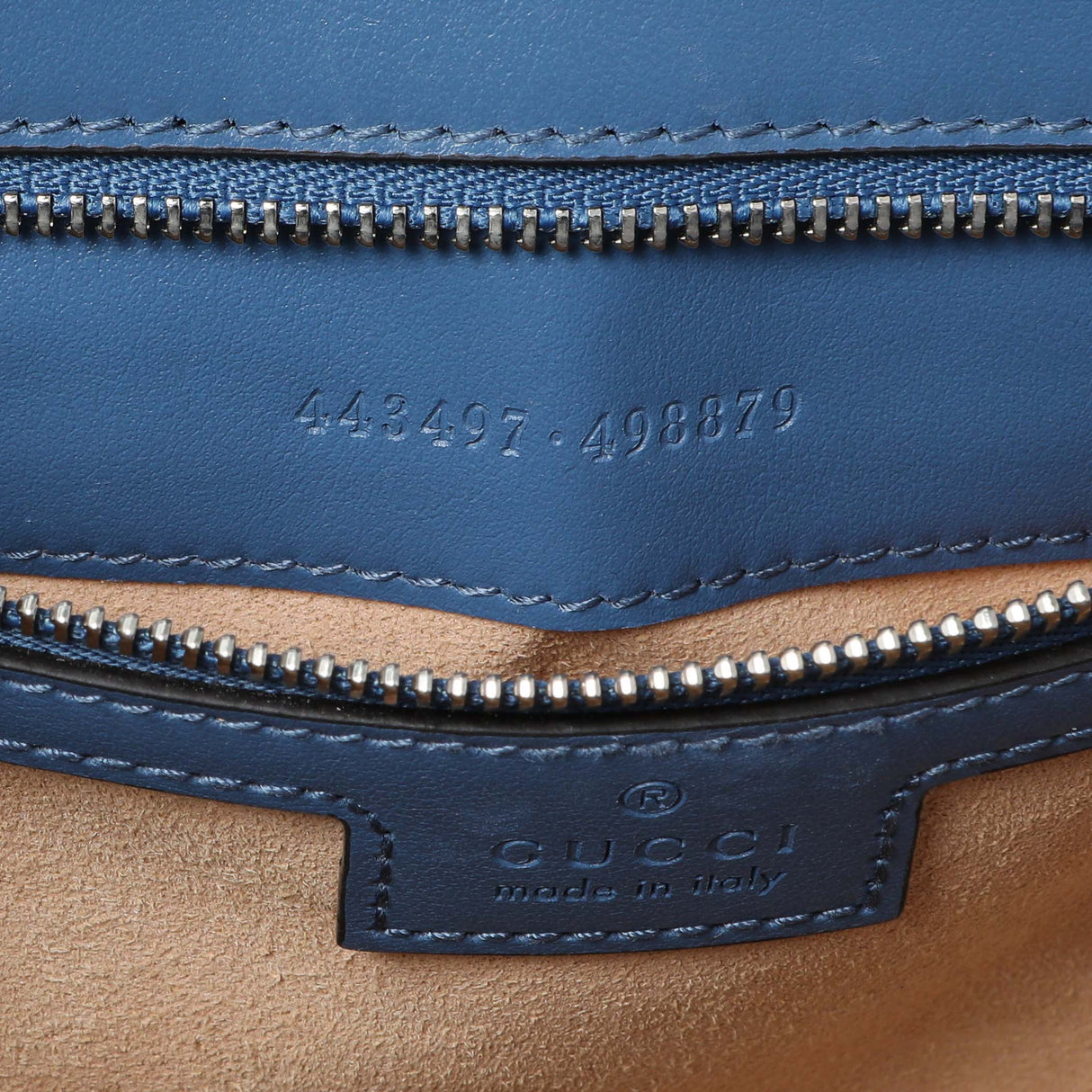 Gucci Blue Calfskin Matelasse Aria Small GG Marmont Shoulder Bag Handbags Gucci