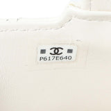Chanel White Shiny Aged Calfskin Quilted Mini Nano Kelly Shopper Handbags Chanel