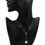 Chanel 18K White Gold Diamond Agate Camelia Sculpte Pendant Necklace