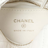 Chanel White Lambskin Quilted Chain Around Pouch Handbags Chanel