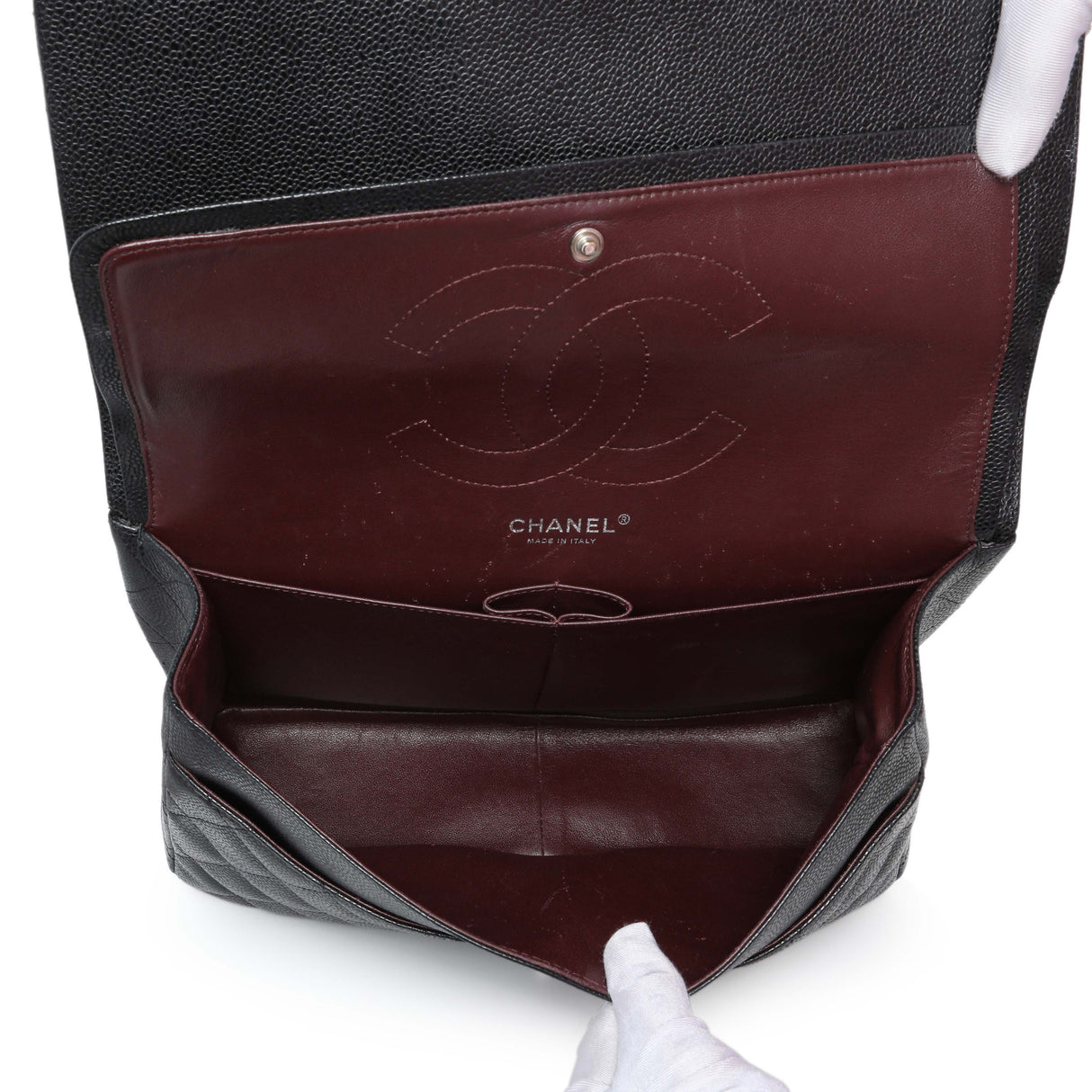 Chanel Black Quilted Caviar Jumbo Double Flap