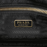 Prada Black Glossy Calfskin Triangle Medium Bonnie Shoulder Bag Handbags Prada
