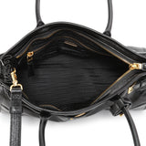 Prada Black Glossy Calfskin Triangle Medium Bonnie Shoulder Bag Handbags Prada