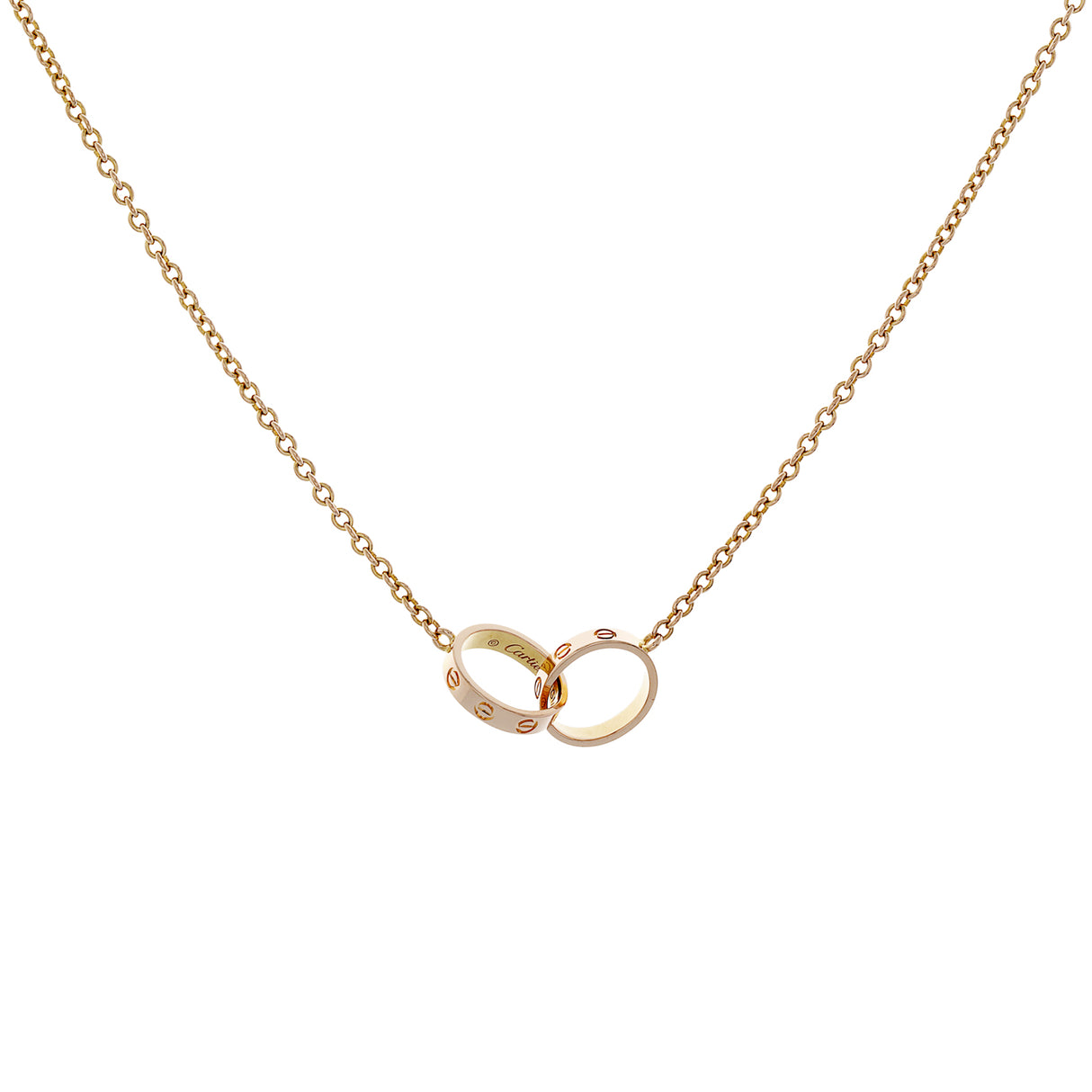 Cartier 18K Rose Gold Interlocking Love Pendant Designer Jewellery Cartier