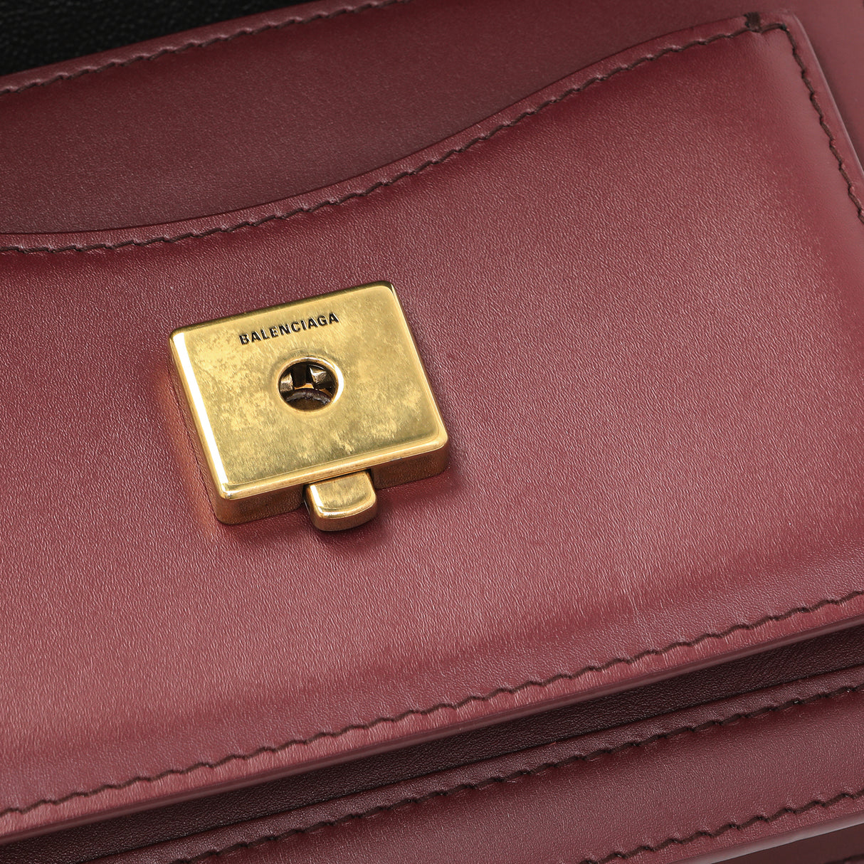 Balenciaga Burgundy Box Calfskin XS Sharp Top Handle Bag Handbags Balenciaga