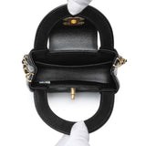 Chanel Black Shiny Aged Calfskin Quilted Mini Nano Kelly Shopper Handbags Chanel