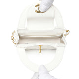 Chanel White Shiny Aged Calfskin Quilted Mini Nano Kelly Shopper Handbags Chanel