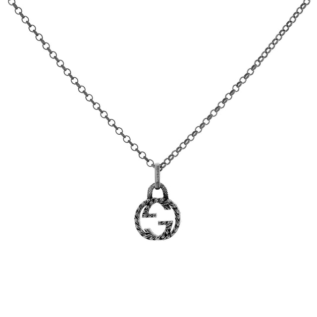 Gucci Sterling Silver Interlocking G Pendant Necklace Designer Jewellery Gucci