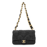 Chanel Black Quilted Denim Medium Funky Town Flap Handbags Chanel