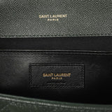 Saint Laurent Green Grain De Poudre Matelasse Chevron Medium Triquilt Monogram Satchel