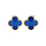Van Cleef & Arpels 18K Yellow Gold Blue Agate Vintage Alhambra Earrings Designer Jewellery Van Cleef and Arpels
