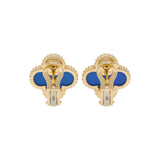 Van Cleef & Arpels 18K Yellow Gold Blue Agate Vintage Alhambra Earrings Designer Jewellery Van Cleef and Arpels