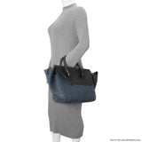 Celine Navy Crocodile Embossed Nubuck Calfskin Small Tie Knot Tote