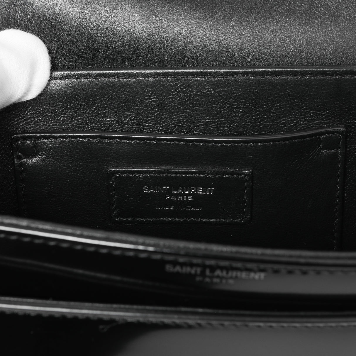 Saint Laurent Black Glazed Calfskin Monogram Medium Solferino