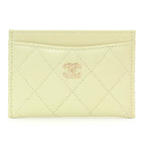 Chanel Yellow Quilted Caviar Card Holder Accessories Chanel