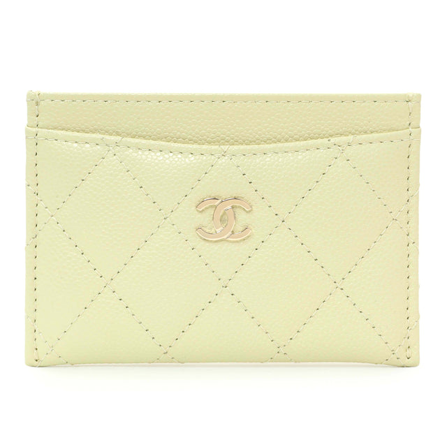 Chanel Yellow Quilted Caviar Card Holder Accessories Chanel