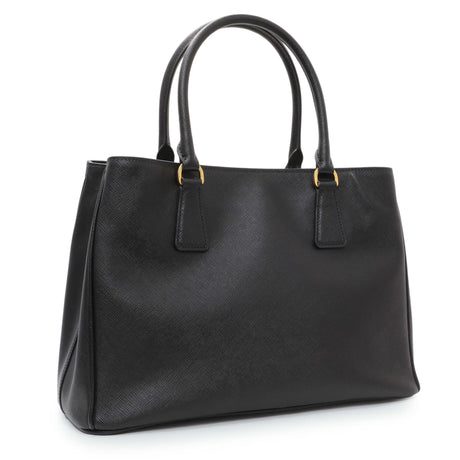 Prada Black Saffiano Medium Galleria Double Zip Tote Handbags Prada