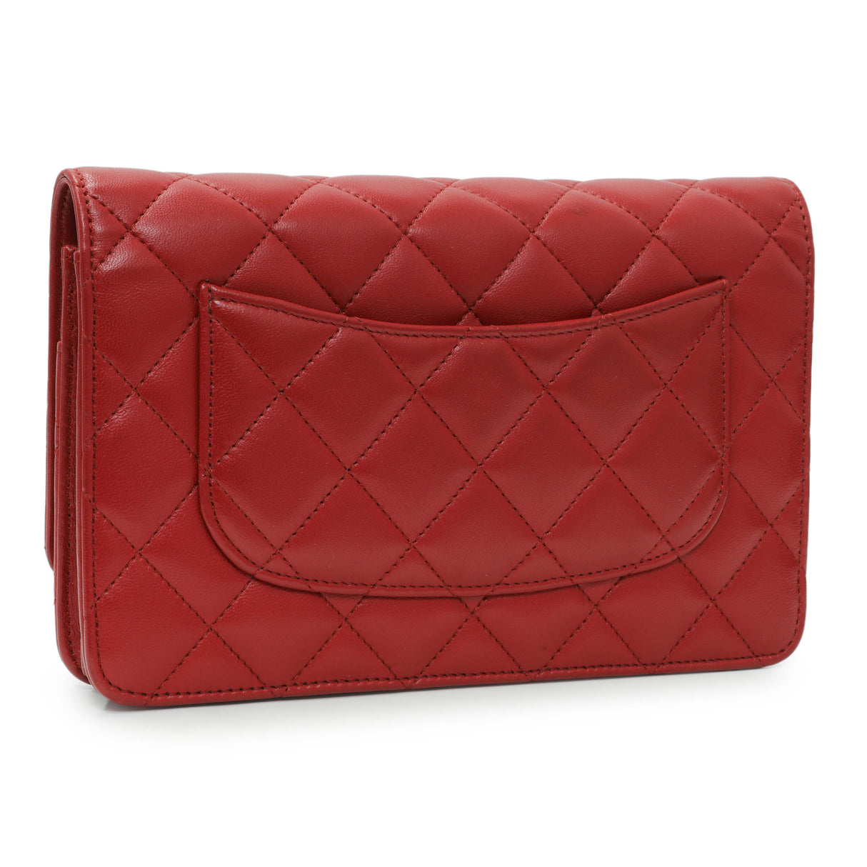 Chanel Red Quilted Calfskin Classic Wallet On Chain Handbags Chanel