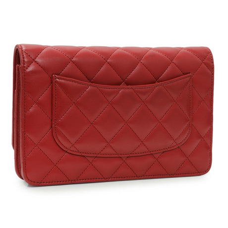 Chanel Red Quilted Calfskin Classic Wallet On Chain Handbags Chanel