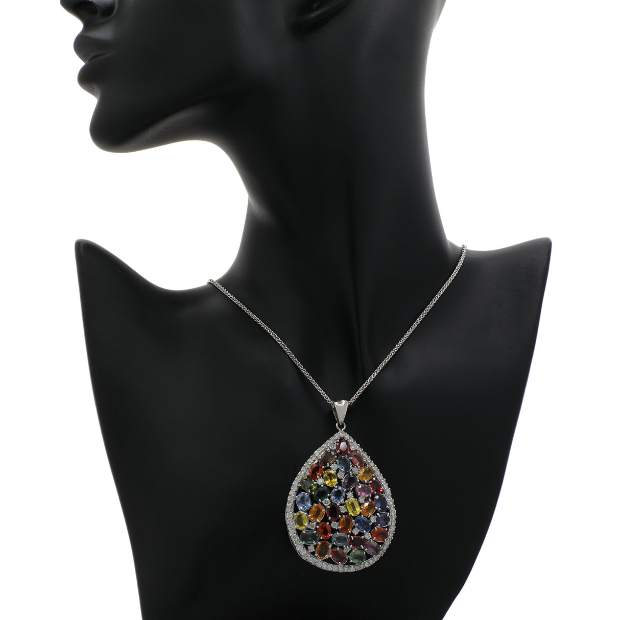 14K White Gold 33.21 Carat Sapphire Pendant Fine Jewellery Modaselle