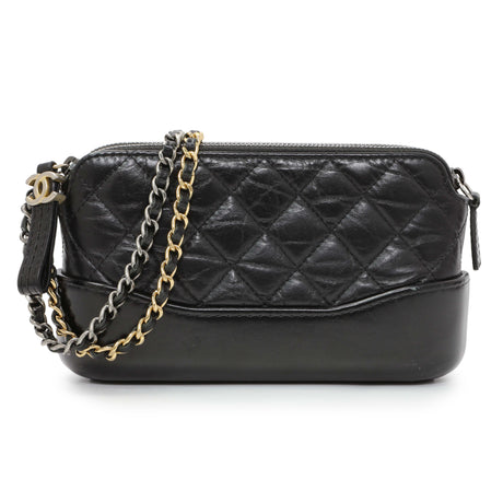 Chanel Black Aged Calfskin Gabrielle Clutch With Chain Handbags Chanel