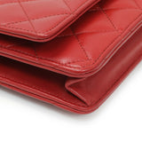 Chanel Red Quilted Calfskin Classic Wallet On Chain Handbags Chanel