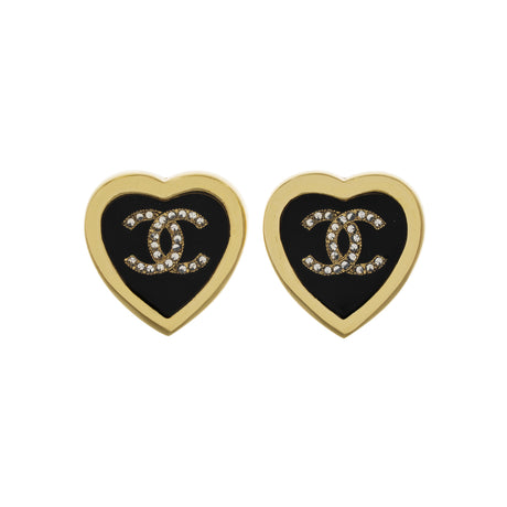 Chanel Crystal CC Heart Earrings Designer Jewellery Chanel