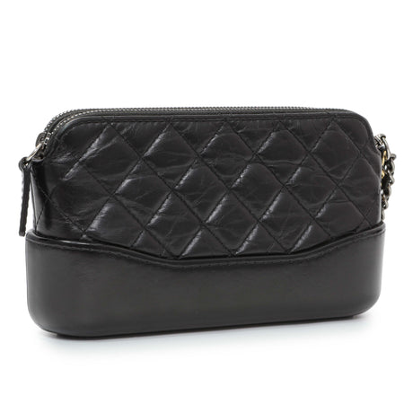 Chanel Black Aged Calfskin Gabrielle Clutch With Chain Handbags Chanel