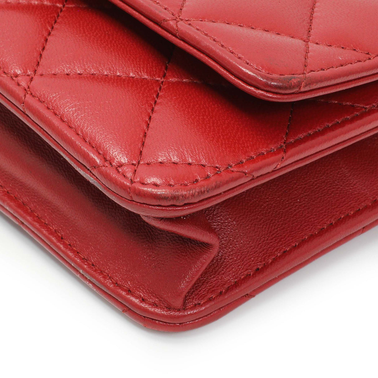 Chanel Red Quilted Calfskin Classic Wallet On Chain Handbags Chanel
