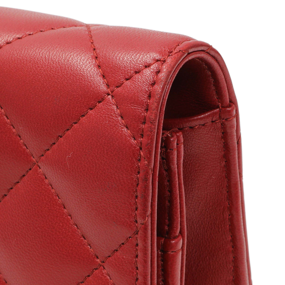 Chanel Red Quilted Calfskin Classic Wallet On Chain Handbags Chanel
